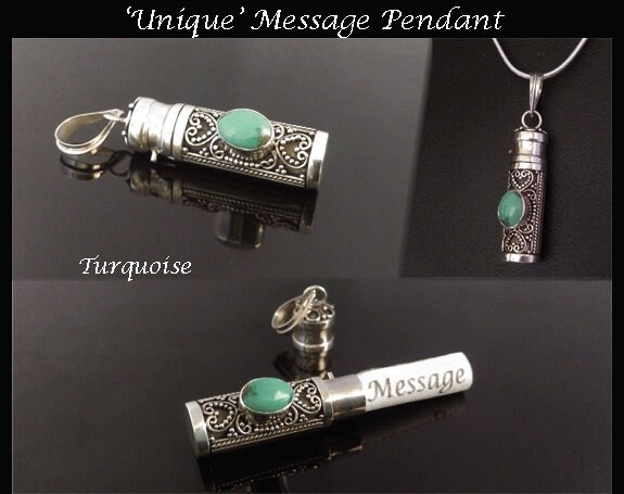 Balinese Dream Pendant Turquoise Gemstone, Sterling Silver - Click Image to Close
